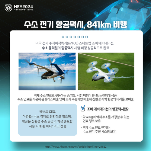 [산업뉴스] 수소 전기 항공택시, 841km 비행